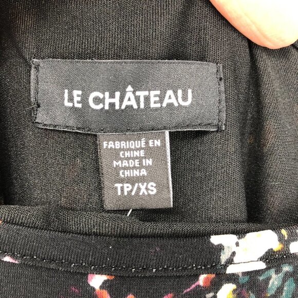 Le Chateau Black floral NWT Boatneck 3/4 sleeve midi dress Size XS - Picture 4 of 16